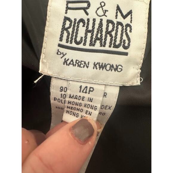 R&M Richards by Karen Kwong Velvet Maxi Dress Women's 14P Black Beaded Holiday - Picture 6 of 8